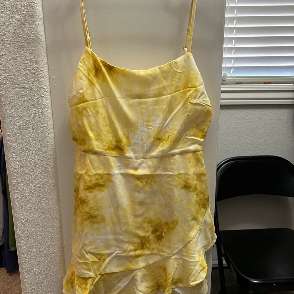 Yellow Tie-Dye Spaghetti Strap Romper